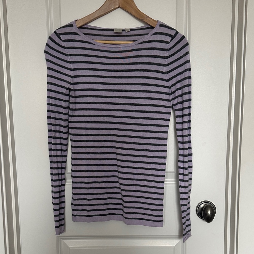 Twik Striped Lilac and Black Long-Sleeve Women's Top - Size XS